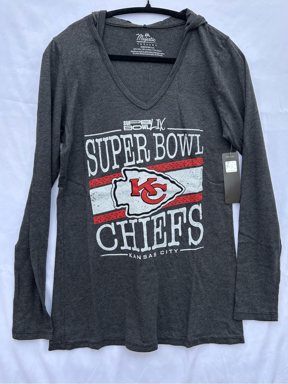 Kansas City Chiefs Women's Super Bowl LIX Dapper V-Neck Long Sleeve Hoodie